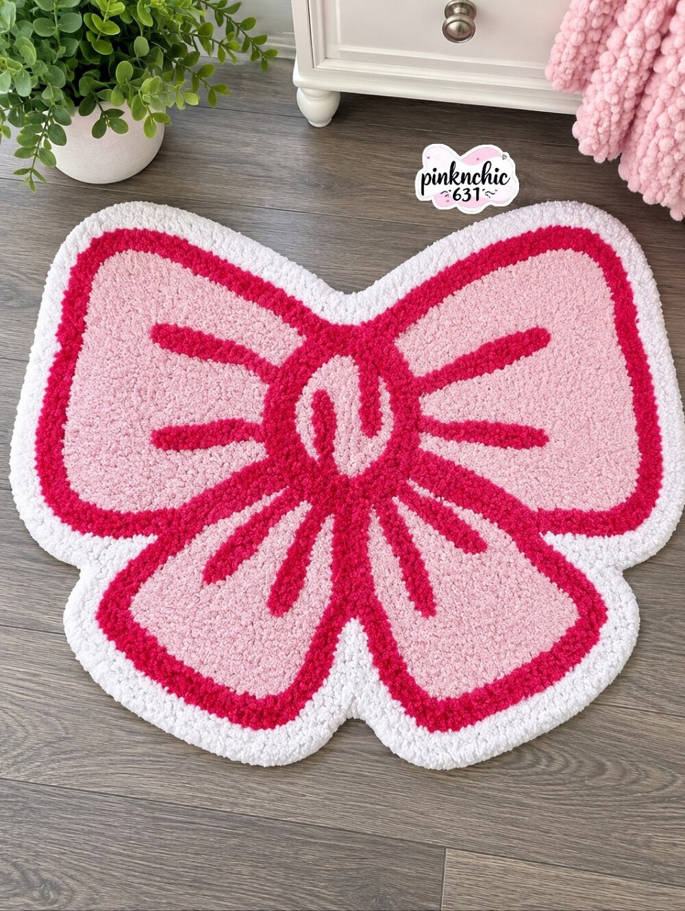 Pink Coquette Bow Shaped Accent Throw Rug